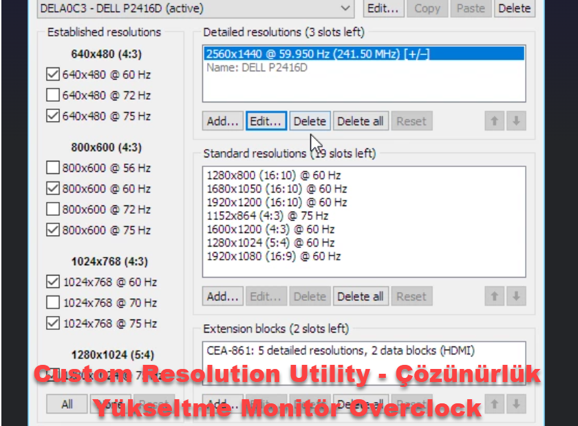 Custom Resolution Utility Cozunurluk Yukseltme Monitor Overclock 1