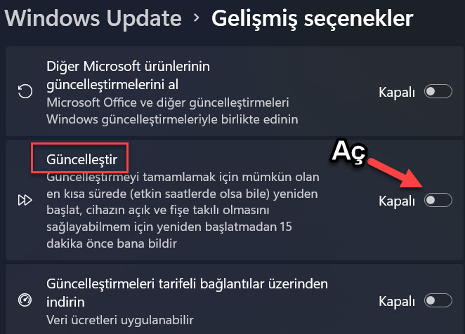 Windows 11 Guncellestir 63
