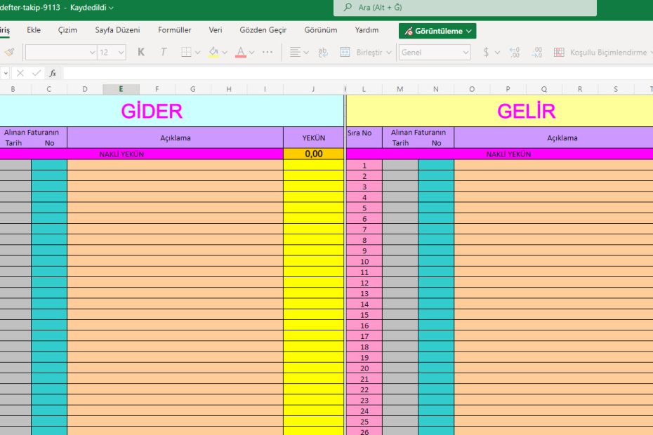 Excel Kasa Defteri Örneği Indir