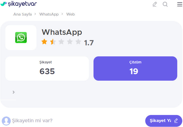 Whatsapp Web Şikayet Var