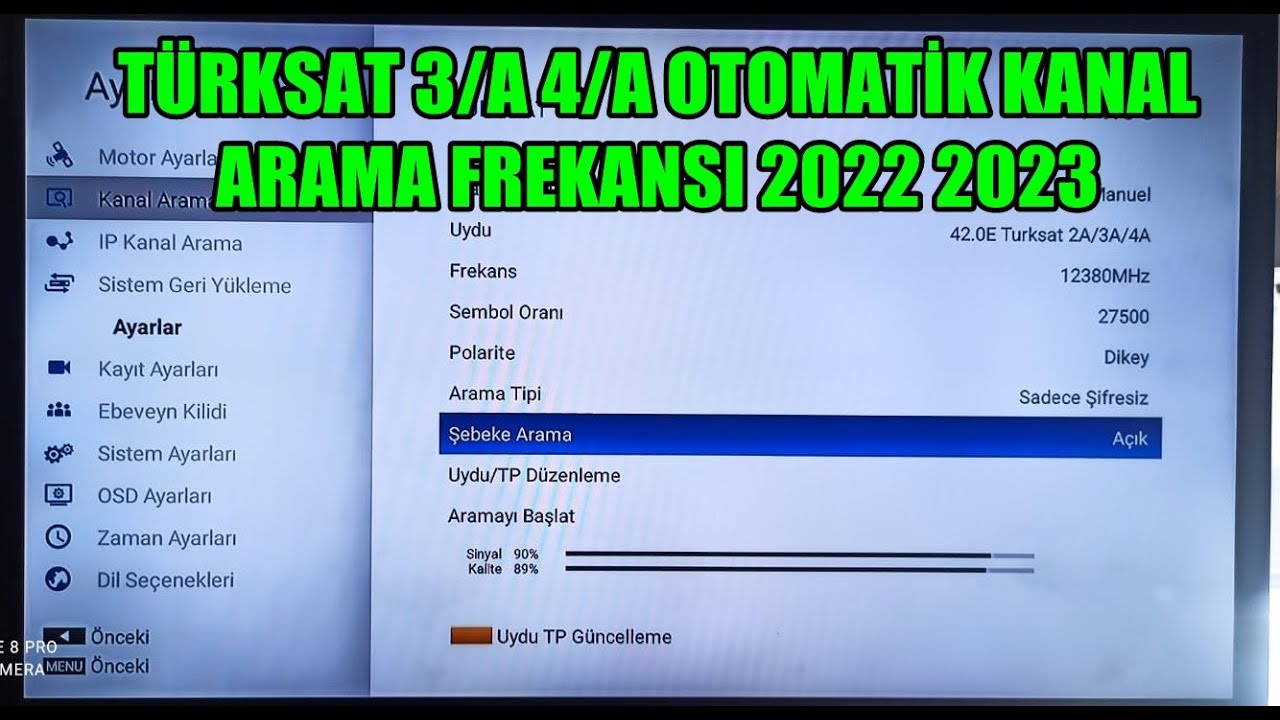 TÜRKSAT 3A/4A OTOMATİK KANAL ARAMA FREKANSI 2022 2023 - YouTube