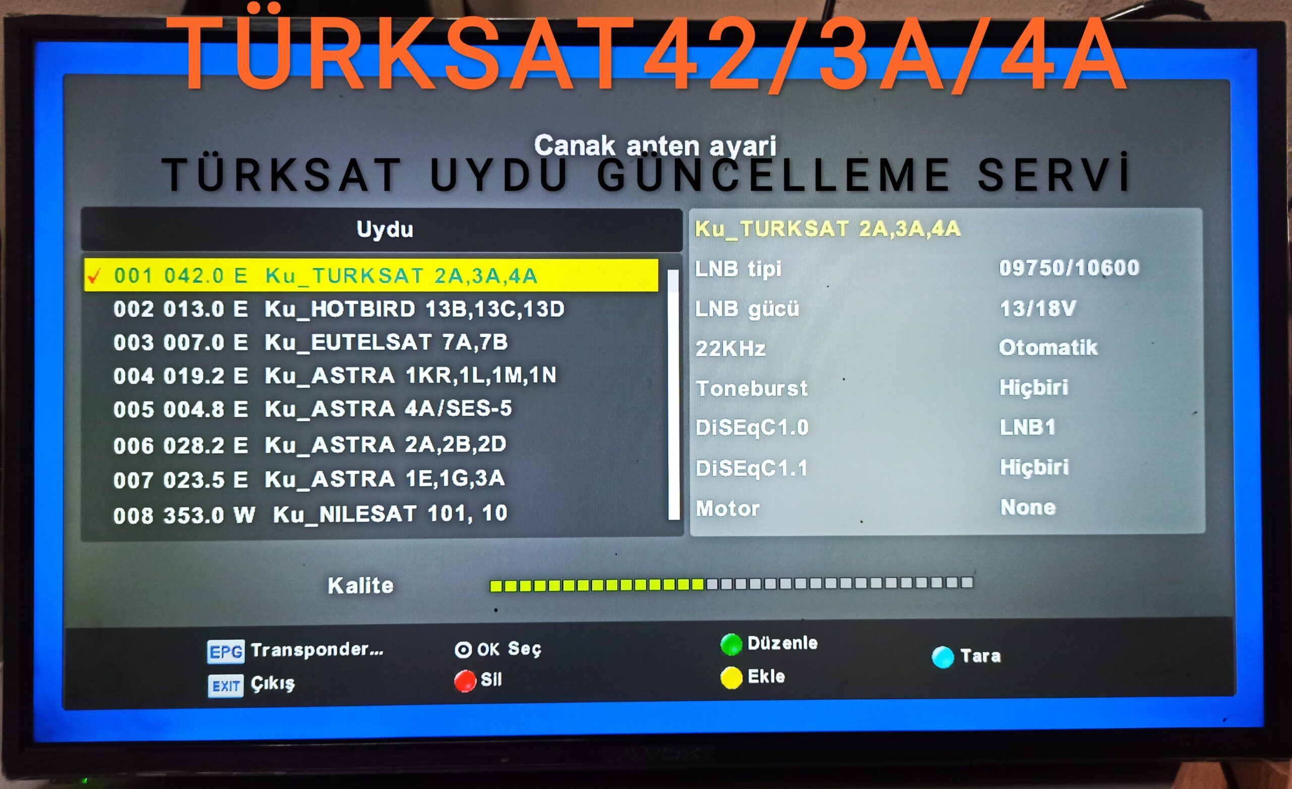 Türksat Uydusu güncelleme » Otomatik Arama Frekansı (2023)