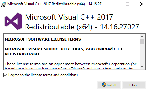 Microsoft Visual C++ 2017 Redistributable (64-bit) - Vibration Research