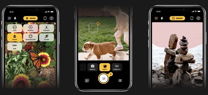screenshot of the user interface on the Camera +2 camera app for photographers