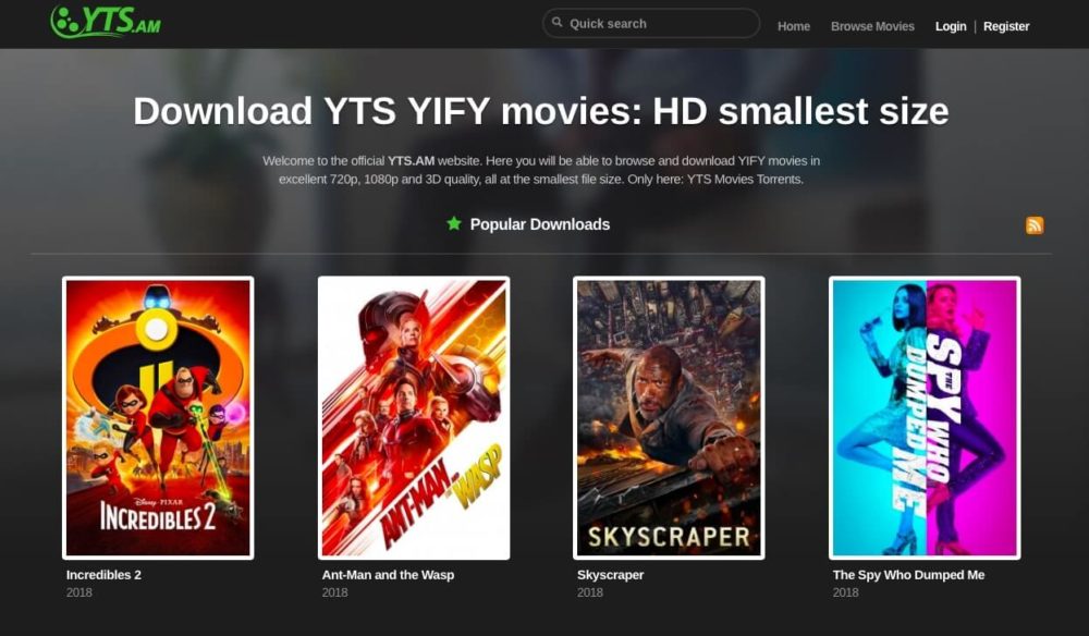 A review of the YTS (YIFY) torrent site