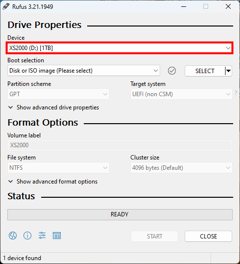 Windows 11 için USB sürücüsünü bağlayın ve seçin