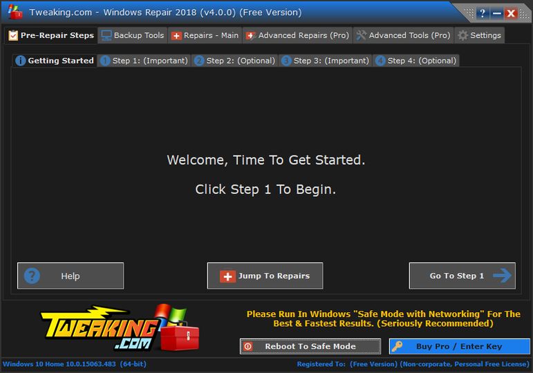 Tweaking.com - Windows Repair v4.0.0 screenshot 1 / 3
