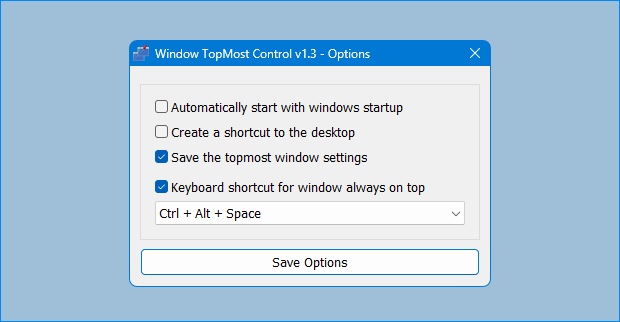 Topmost control options