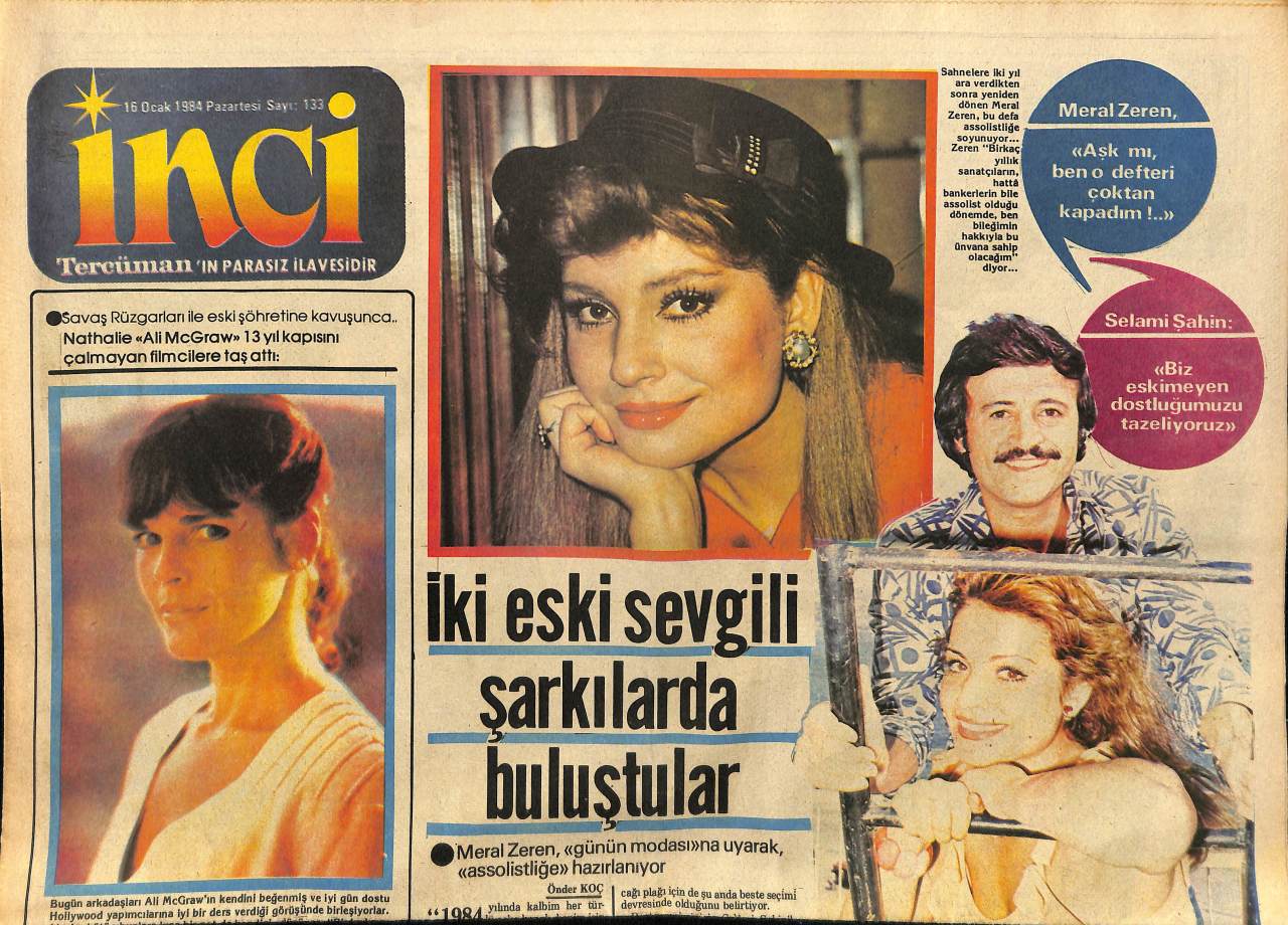 Tercüman Gazetesi İnci Eki 16 Ocak 1984 - Meral Zeren Selami Şahin İki Eski Sevgili GZ78462 - - Tercüman
