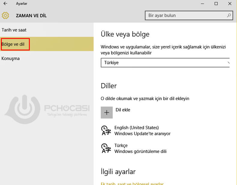 Windows 10 Türkçe Yapmak ve Dil Değiştirme - PC Hocası