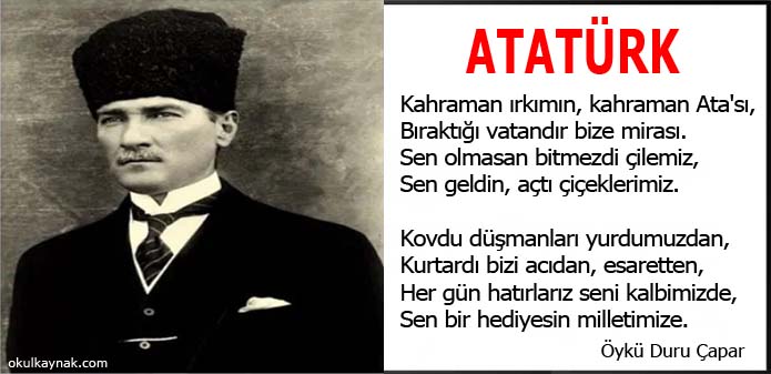 Atatürk İle İlgili Şiirler | Kısa 1,2,3,4,5,6 Kıtalık, Uzun